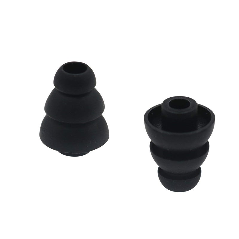 BLLQ 6 Pairs Replacement Triple Flange Conical Ear Tips Earbuds Eartips Silicone Buds for Most in Ear Headphones (Sony Senso Powerbeats etc.) Black [Small Size] (3flange Tips S) - Image 2